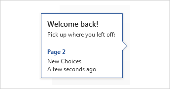 Word - Resume where You left off